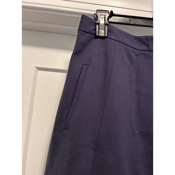 Theory Navy Blue Aline Knee Length Skirt Minimalist Heavy Pointe Fabric Size 8 - Picture 3 of 5